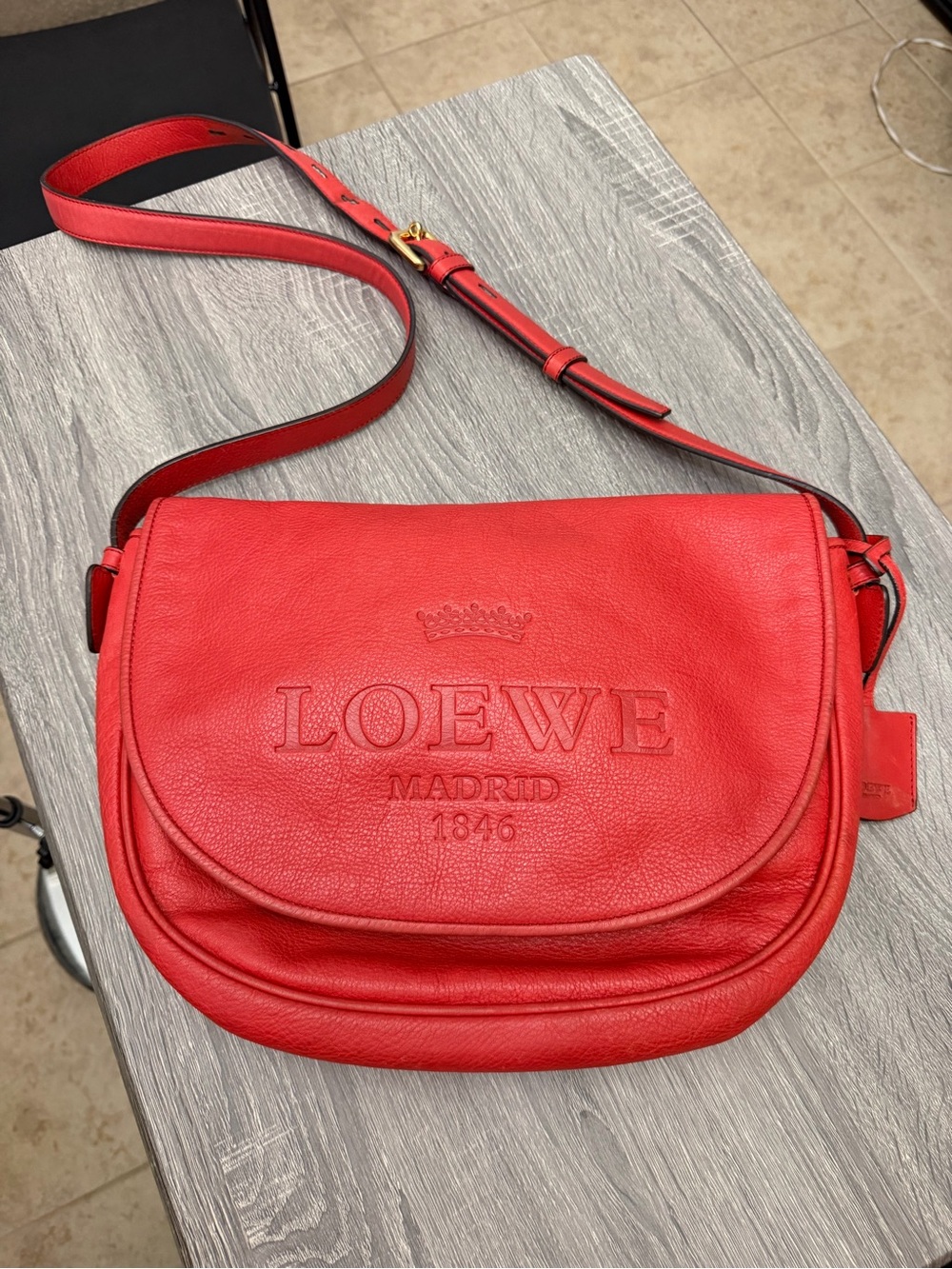 Vintage Loewe | Crossbody Bag Red Leather Large